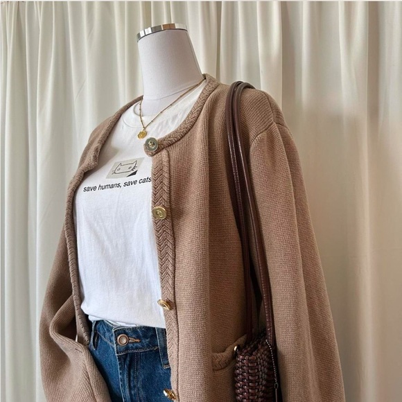 J.Crew Cotton Lady Jacket Sweater Brown Cardigan XL. - Picture 4 of 8